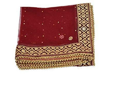 Wedding & Bridal Dupatta Store Women Maroon Embroidered Dupatta