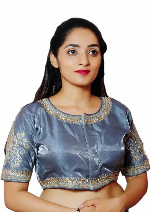 Neonshy Women Grey Readymade Saree Blouse (Free Size)