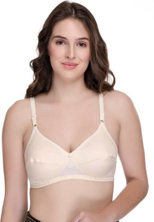 Indusia Lingeries Women Beige Cotton Blend Full Coverage Non Padded Bra