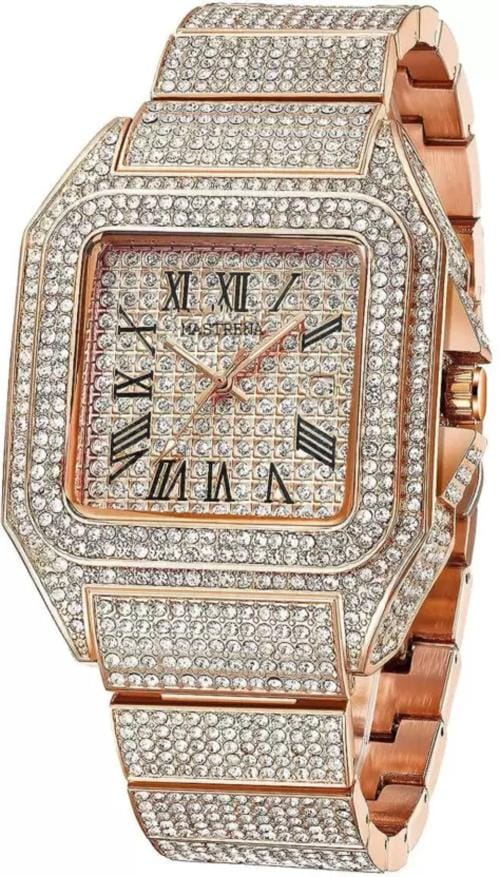 foreigner Analog Watches Analog Full Dial Diamond Square Trendy Gold Analog Watch - For Men frg-g-150