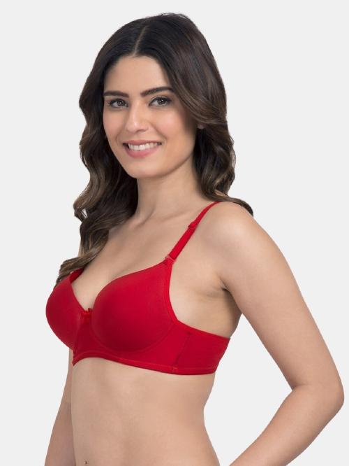 GAT FASHION Women's Cotton Longline Wired Slip On Lounge Anti Bacterial Padded Bra (Pk of 1 Red)