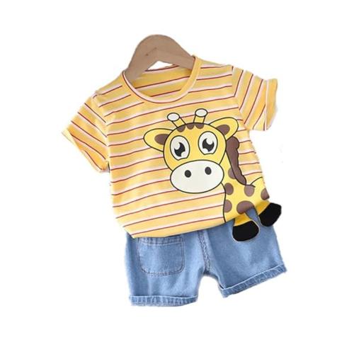 TISTA Pure Cotton T-Shirt and Shorts | Graphic Printed Tess and Shorts Unisex Baby | for Boys & Baby Girls | Half Sleeve T-Shirt | Casual Clothing Set (2-3 Years, Nature)