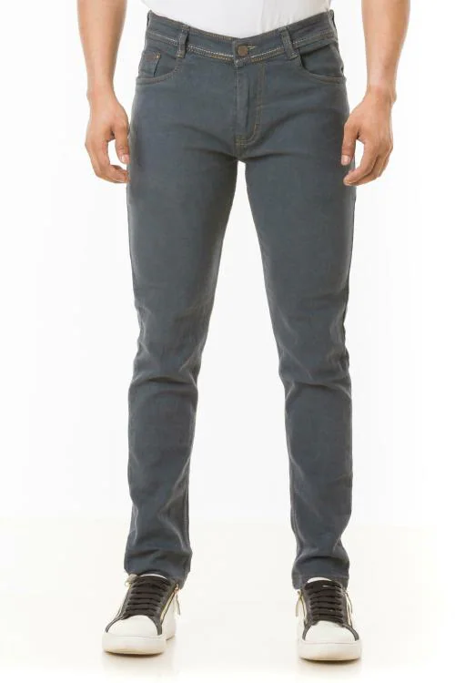 Lzard Men Grey Slim Clean Look Stretch Jeans