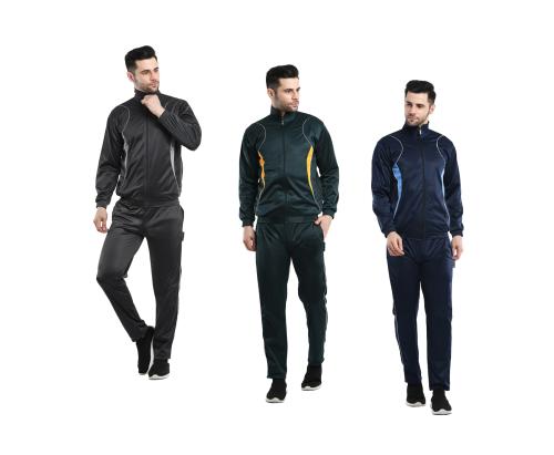 IndiWeaves Men Solid Stylish Polyester Zipper Tracksuits for Winter [Pack of 3] Multicolor10