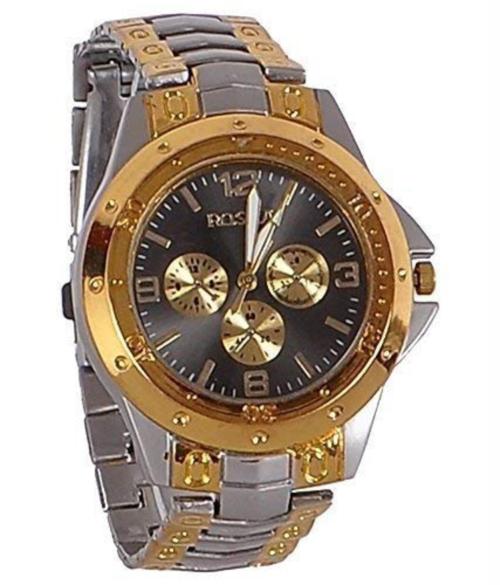 Zest4Kids Gold Dial Silver Strap Rosra Watch For Men And Boys