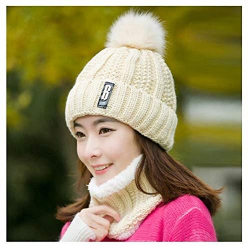 Handcuffs Unisex Beanie Scarf Set Pompom Winter Beanie Neck Muffler Neck warmer (White)