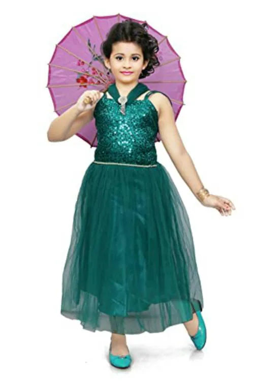 Sagun Dresses Girls Green A-Line Frock (6-7 Yrs)|Kids Wear|Girls Frock|Kids Party Wear|Clothing Accessories|Baby Girls|Dresses|Frock|