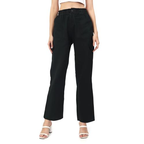 Reelize - Plazo Jeans For Women | Knotted, Mid Waist | Straight Fit, Ankle Length | Ideal For Party / Office / Casual Wear | Black | Size-36 | Pack of 1