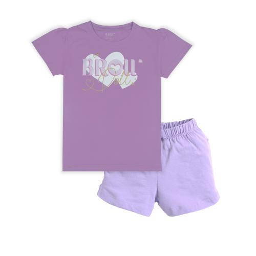 J & JP Girls Printed cotton Tops and shorts sets | Pack of 1 | Purple | 13-14 Y