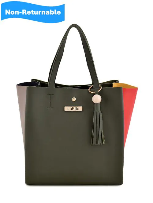 LaFille DGN218-CR Women's Tote with Adjustable Strap | Ladies Purse (Green)