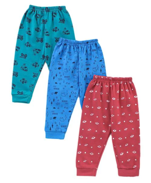 ANGAAKAR CLOTHINGS Baby Boys Cotton Warm Pajamas for Kids Woolen Track Pant Inside Fleece Legging Girls Regular Wear Bottom Combo Pack of 3