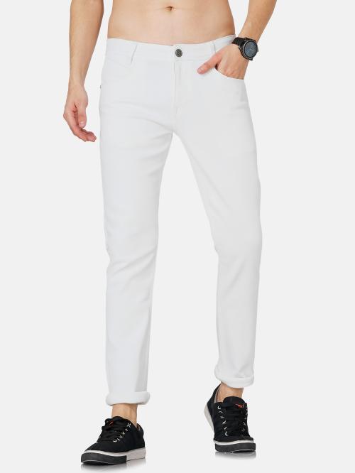 Jean Cafe Slim Fit Men's Premium Collections White Colour 36 Size