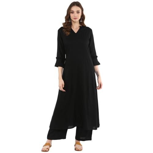 Idalia Black Aline Kurta With Palazzo Pants JioMart