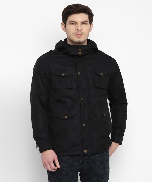 Red Chief Black Full Sleeve Solid Regular Fit Polyester Casual Jacket for Men (O8310012 001_L)