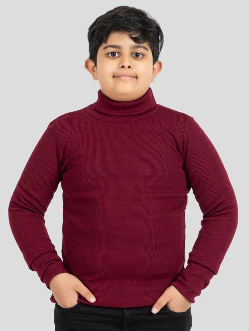 YHA Boys Turtle Neck Full Sleeve Sweaters Wine