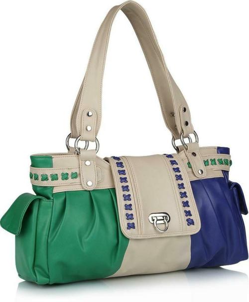 Butterflies Beige PU Magnetic Snap Handbag