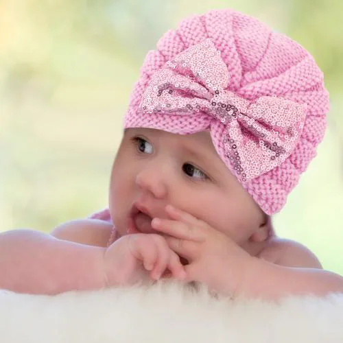 Baby Moo Partywear Pink Turban Cap