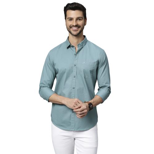 GBS Cotton Full Sleeves Slim Fit Plain Sky Blue Shirt for Men's - Classic and Comfortable Casual Wear