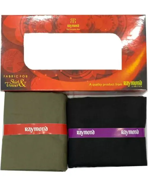 Raymond Cotton Shirt & Trouser Fabric in Onyx Box Packing (Shirt-2.35 m, Pant-1.30 m)Onyx-15