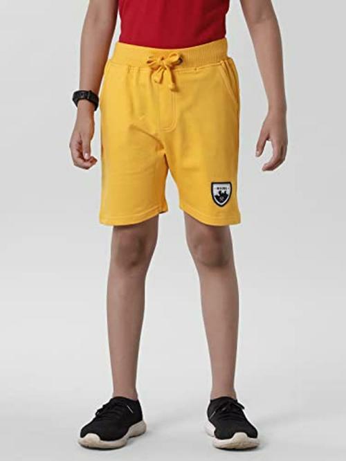 PIPIN Boys Yellow Solid Cotton Shorts - 11 to 12 Years