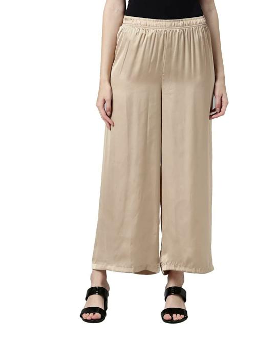 Go Colors Women Gold Polyester Palazzo (S)