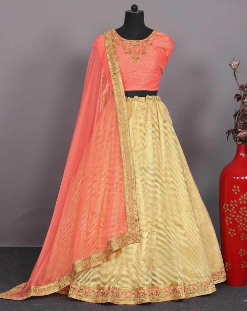 HALFSAREE STUDIO Peach Traditional Designer Ghagra Choli