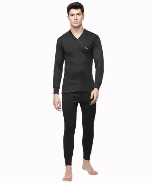 DOLLAR Men Black Solid Fleece Thermal Sets