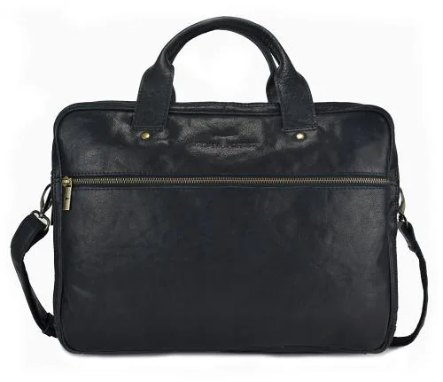 Urban Forest Taylor Black Leather Laptop Messenger Bag