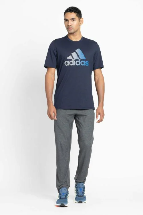 Adidas Men D2M LOGO TEE Blue Training T-shirts