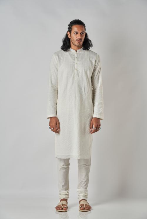 Bubber Blu BRADFORD Off white texured kurta - L