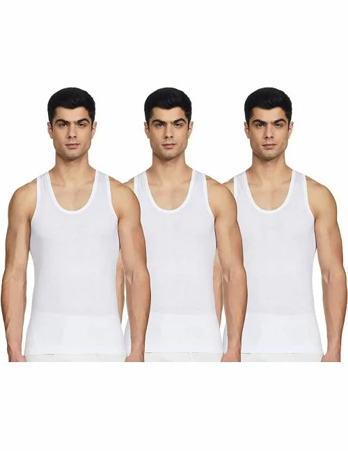 Rupa Jon White Solid Cotton Pack of 3 Vest (Size 100 CM)