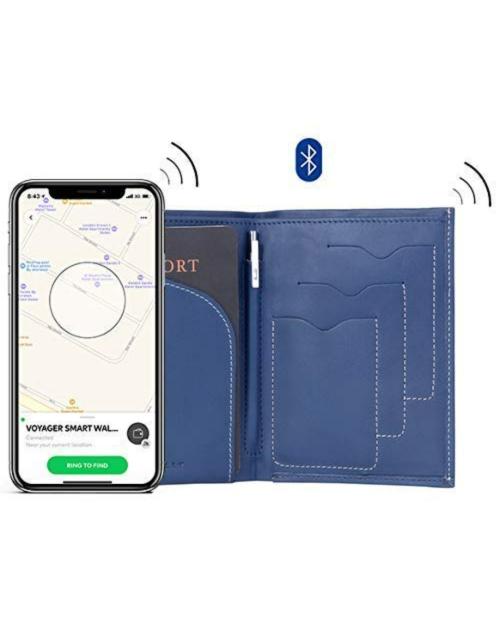 CUIR ALLY Voyager Smart Passport Wallet (VS-Blue)