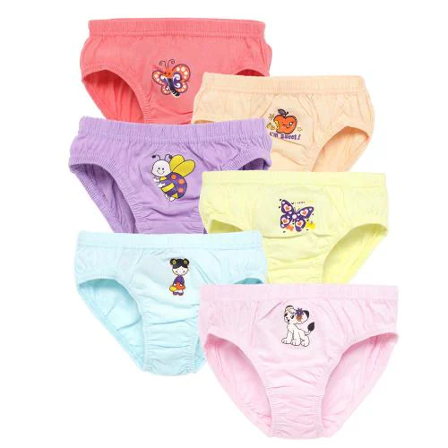 Savage Girls Cotton Panties for 7 to 8 years old with Inner Elastic 65cm Pack of 6