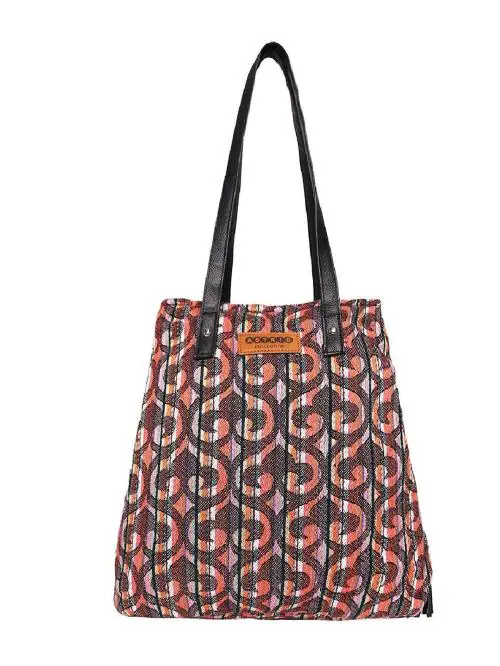 ASTRID Printed Tote Bag With Multi Colour Dual Compartment Handbag for Stylish Women