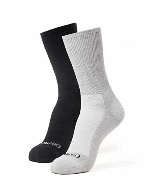 DIABPRO Diabetic Care Bamboo Socks for Men and Women (Black and Light Grey, Free Size) - 2 Pairs