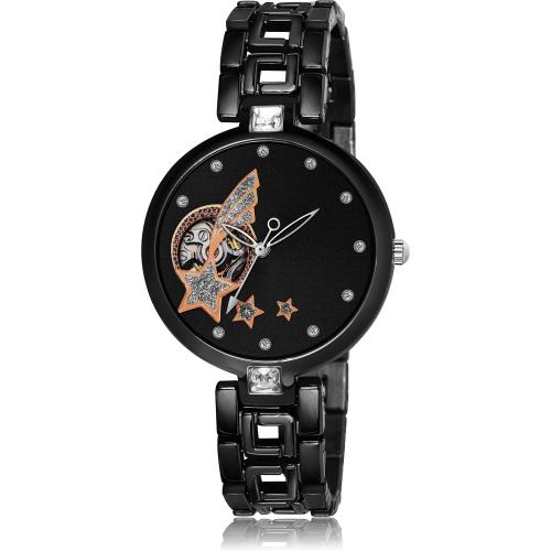 NEUTRON New Designer star chain Black Colour Analog Metal Belt Watch For Girls And Women - G662