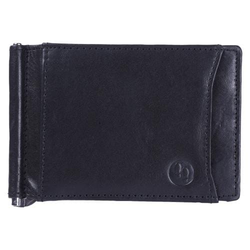 Magnetic Leather Money Clip Men Card Wallet Black