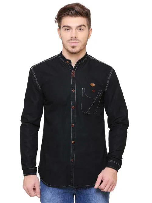 Kuons Avenue Black Men's Denim Casual Shirt
