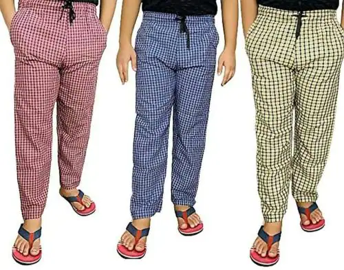 AWALA FASHION Men's Cotton Checkered Printed Pyjama, Pajamas Colors -(Multicolours Pack of 3