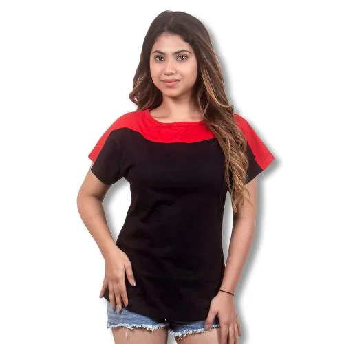Vastmal Women Round Neck Cotton Solid Black Double Extra Large T-Shirt - Trendy Casual Wear for Every Occasion