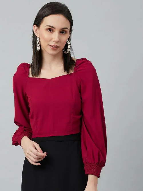 Marie Claire Women Maroon Solid Top