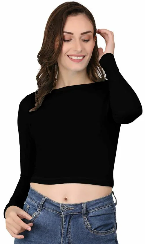 AD2CART A1138 Women's Cotton Boat Neck Crop Top Full Sleeve Readymade Saree Blouse