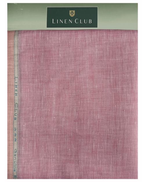 Linen Club Men Dark Pink Solid Linen Shirt Fabric