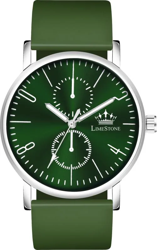 LIMESTONE Minimalist Olive Green Stainless Steel Slim Silicone Strap Quartz Analog Watch - For Men(SLIM001)
