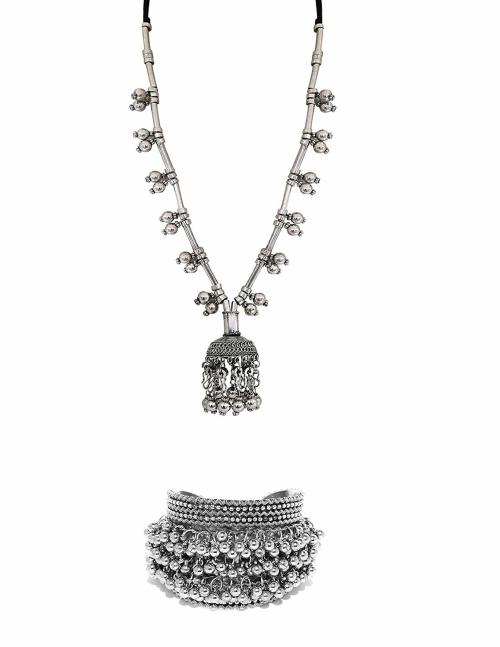 Total Fashion Oxidised Necklace with Bangle for Womens and Girls