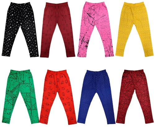IndiWeaves Girls Cotton Printed Capri 3/4th Pants (Pack of 8)