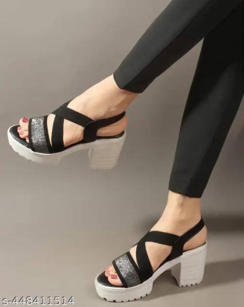 ARKFOOT Women Synthetic Womens Criss Cross Wedges High Heel Sandal | Women Comfortable Lightweight Extra Soft Padded | Sole Casual Canvas Fashion Sandle | Black Color | IND-6 Size