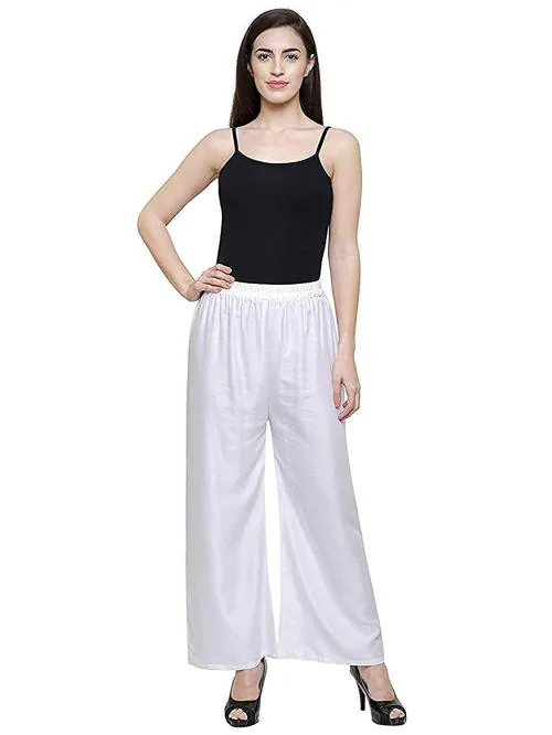 Flexica Women White Rayon Palazzo l Leggings l Palazzo l Women and Girls l Western Wear l Fashion