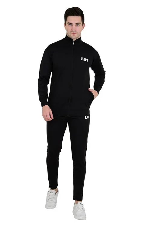 SDGP Men's Winter-Wear Tracksuit Zipper Sports-Wear/ Gym-Wear Four Way-Lycra Track Suit Set, Walk, Sleep Tight and Exercise/ Great For All Year-Round Use BLACK