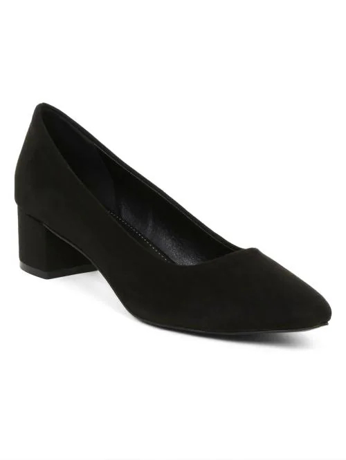 Flat n Heels Black Block Heel Shoes for Women